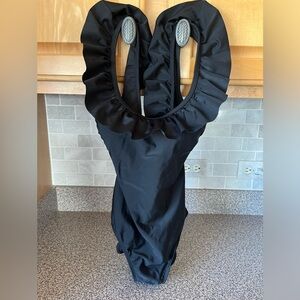 NWT XS black Womens swimsuit one piece with Ruffles. Sugar coast by Lolli Swim.